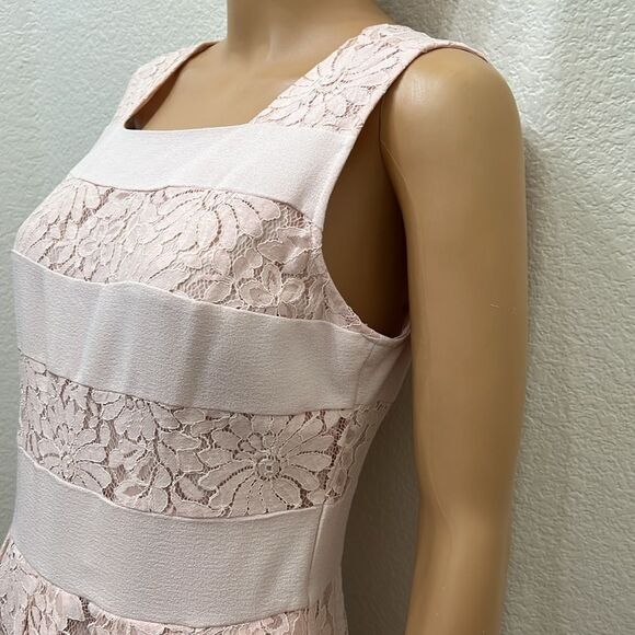 Karl Lagerfeld Paris Pink Casual Dress Sleeveless Sheer Floral Lace Embroidered - Picture 4 of 12